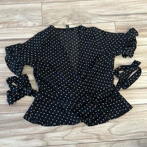 Large Black and White Polkadot Top